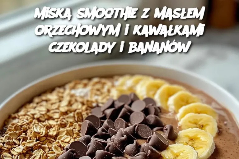 Miska smoothie z masłem orzechowym i kawałkami czekolady i bananów