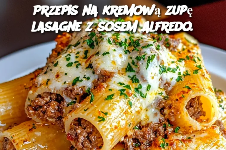 Przepis na kremową zupę lasagne z sosem Alfredo.