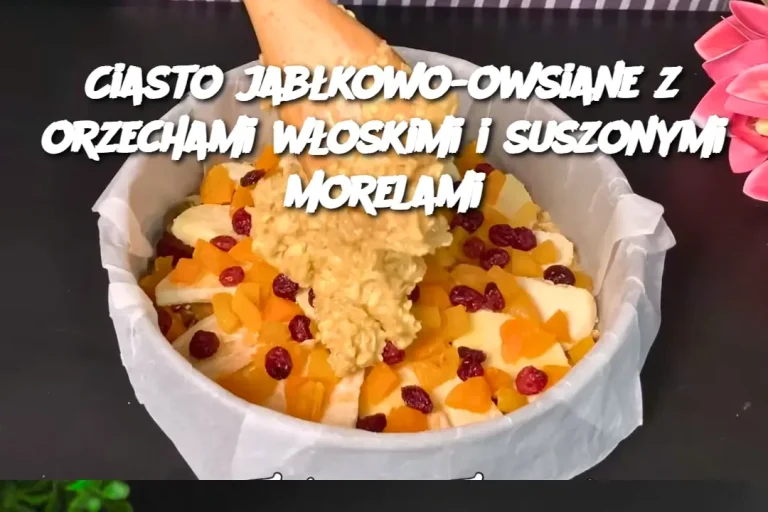 Ciasto jabłkowo-owsiane z orzechami włoskimi i suszonymi morelami