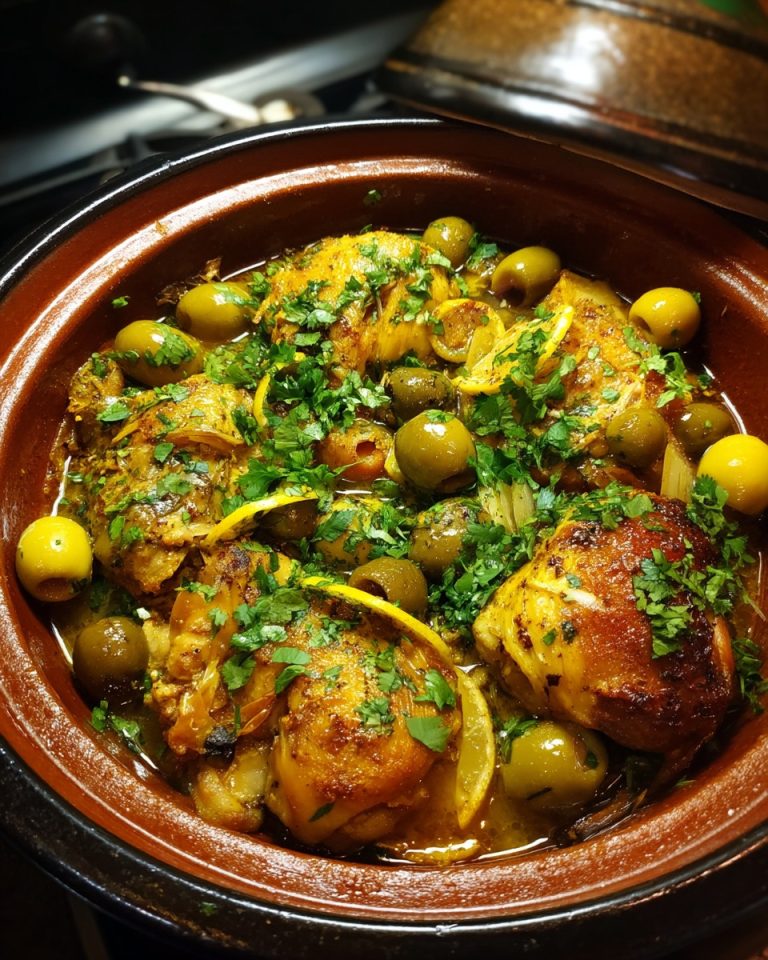 Tajine de poulet aux olives et citrons confits