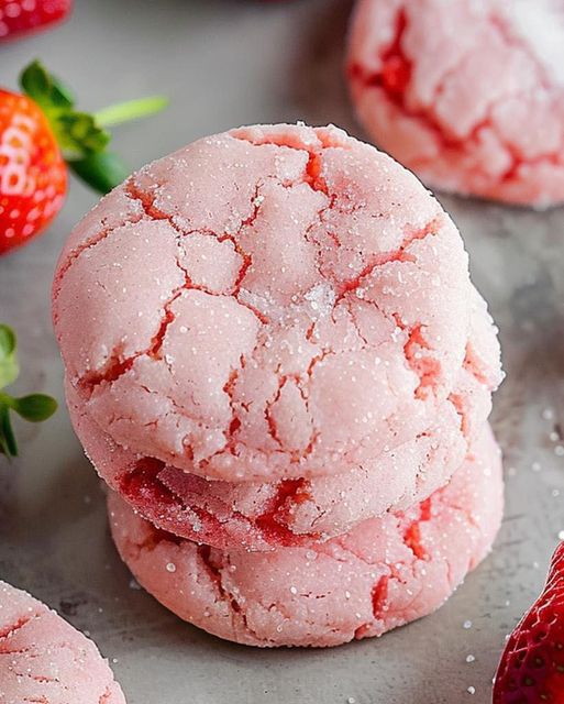 Pyszne ciasteczka truskawkowe z cukrem 🍓🍪