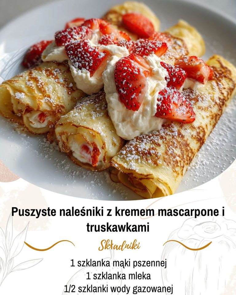 Puszyste naleśniki z kremem mascarpone i truskawkami – smak lata