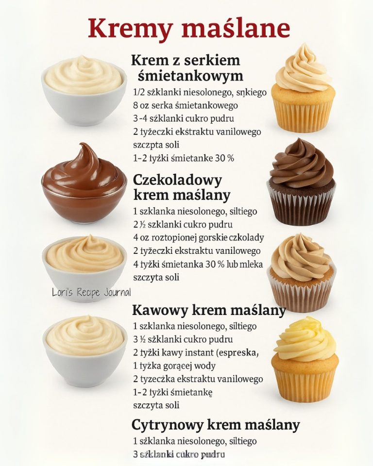 4 warianty kremów maślanych, idealne do babeczek, tortów i ciasteczek – każdy ma coś ekstra! 😍