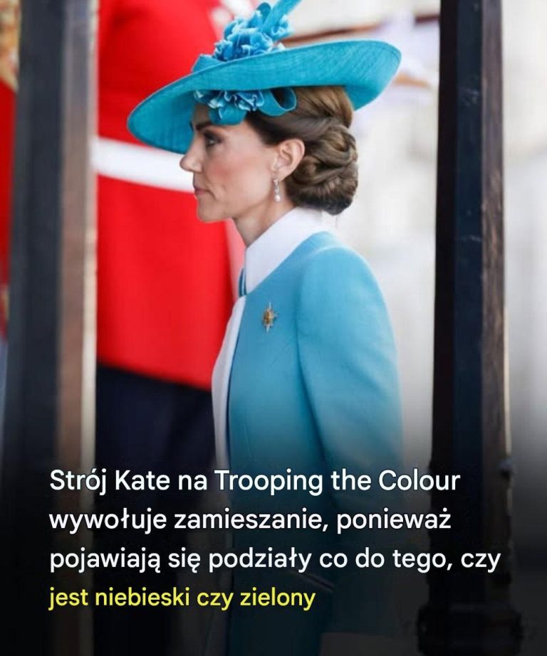 Strój Kate na Trooping the Colour wywołuje zamieszanie, ponieważ pojawiają się podziały co do tego, czy jest niebieski czy zielony